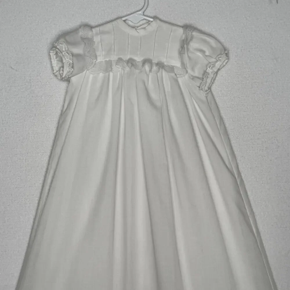 Vintage 1970s Handmade Christening Baptism Gown Lace Heirloom Baby 6-12M